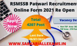 RSMSSB Patwari Recruitment Online Form 2021 Re Open