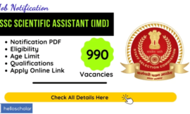 SSC Scientific Assistant (IMD) Recruitment 2022