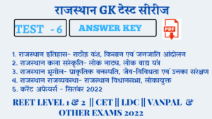 Read more about the article Rajasthan GK Test Series Test -6 Answer Key