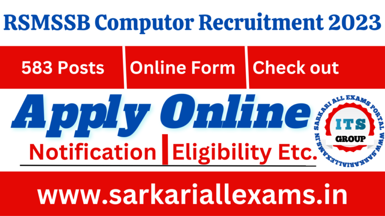 Read more about the article RSMSSB Computor Recruitment 2023 Apply Online